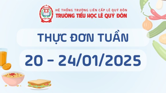 Thực đơn 20/01 đến 24/01/2025