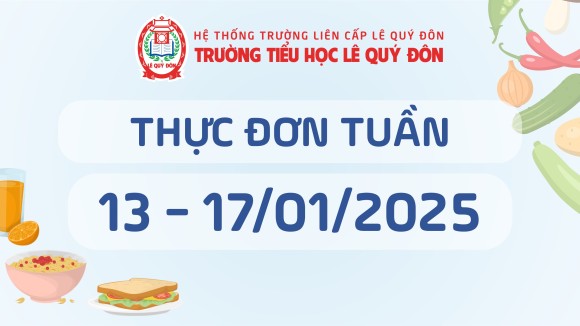 Thực đơn 13/01 đến 17/01/2025