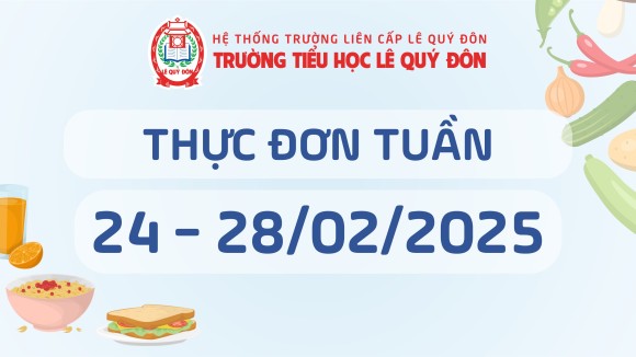 Thực đơn 24/02 đến 28/02/2025