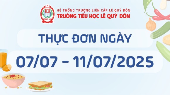 Thực đơn 07/07 đến 11/07/2025