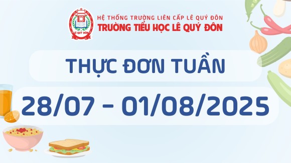 Thực đơn 28/07 đến 01/08/2025