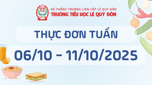 Thực đơn 06/10 đến 11/10/2025