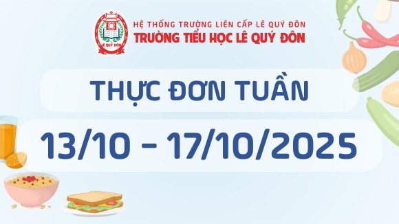Thực đơn 13/10 đến 17/10/2025