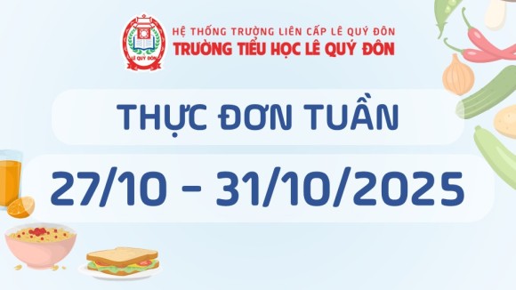 Thực đơn 27/10 đến 31/10/2025