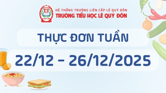 Thực đơn 22/12 đến 26/12/2025