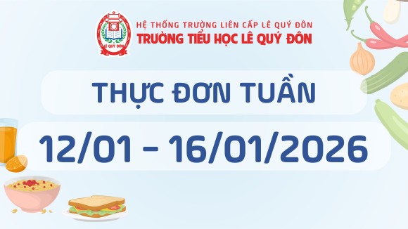 Thực đơn 12/01 đến 16/01/2026