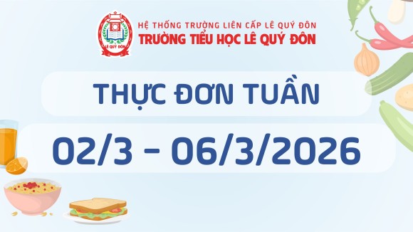 Thực đơn 02/3 đến 06/3/2026