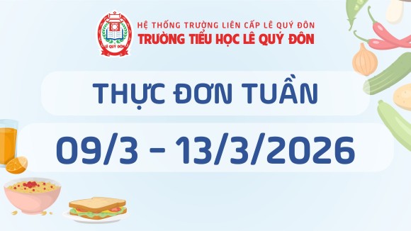 Thực đơn 09/3 đến 13/3/2026